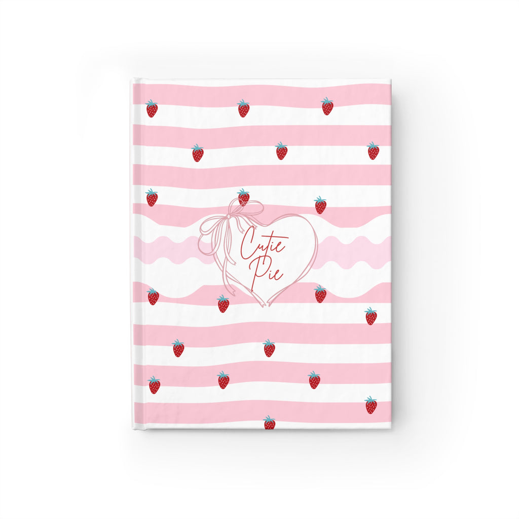 Cute Pie Strawberry Pattern Journal — Pink Striped Notebook for Teens & Kids