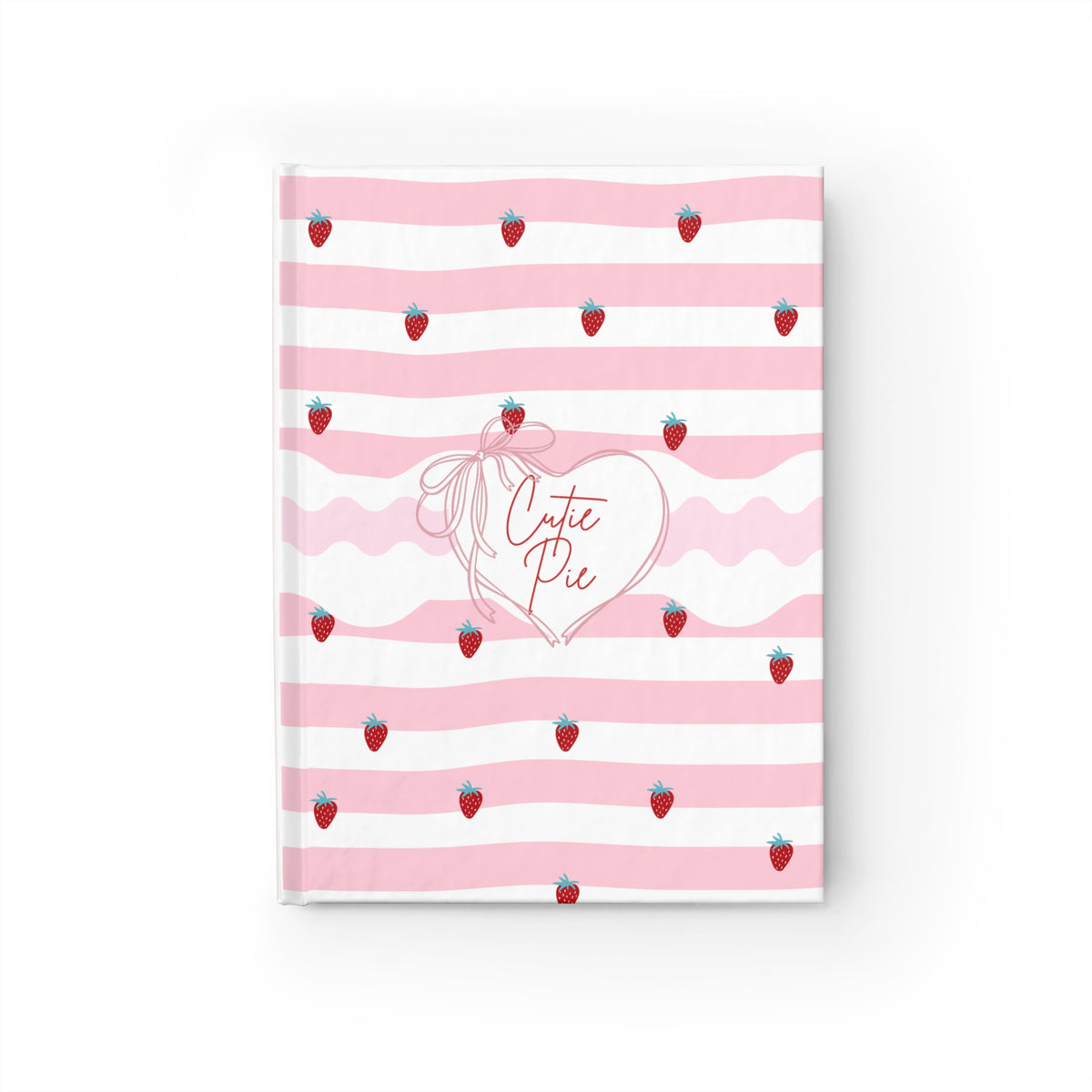 Cute Pie Strawberry Pattern Journal — Pink Striped Notebook for Teens & Kids