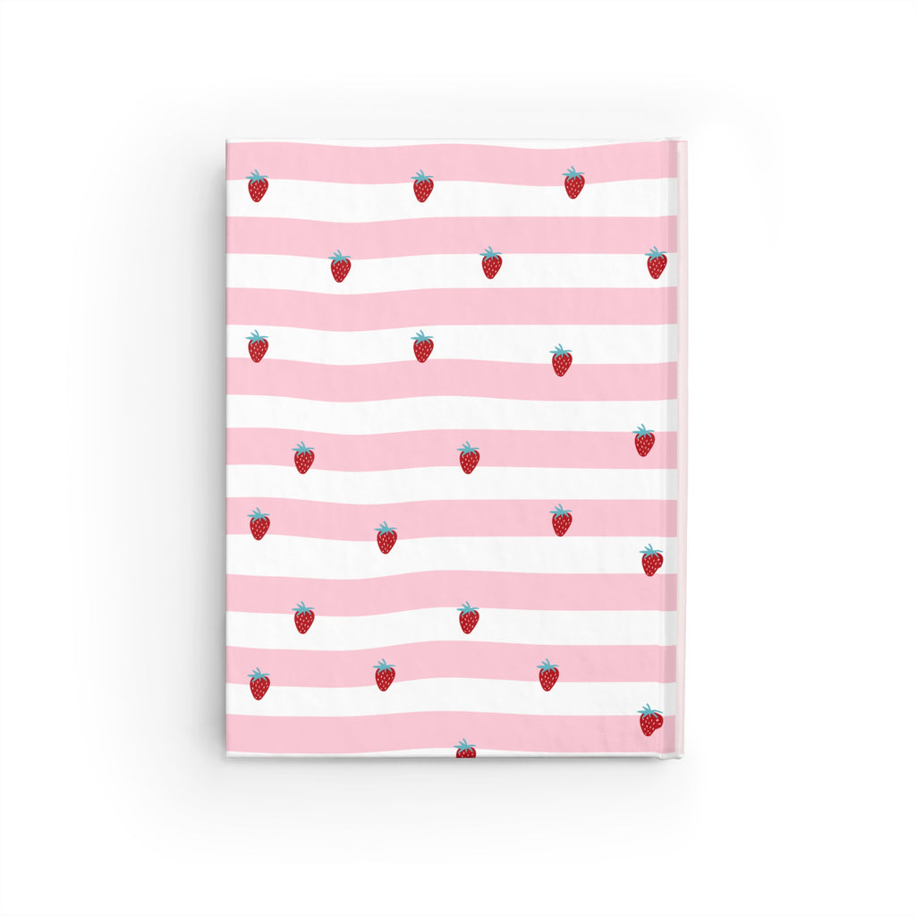 Cute Pie Strawberry Pattern Journal — Pink Striped Notebook for Teens & Kids