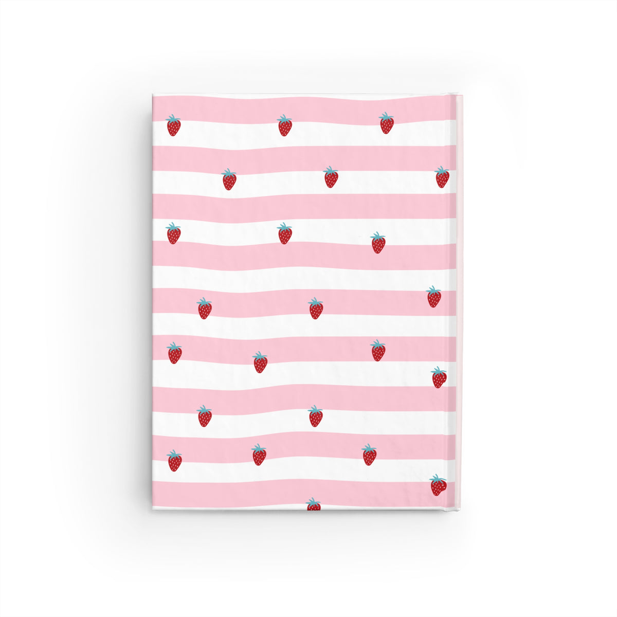 Cute Pie Strawberry Pattern Journal — Pink Striped Notebook for Teens & Kids