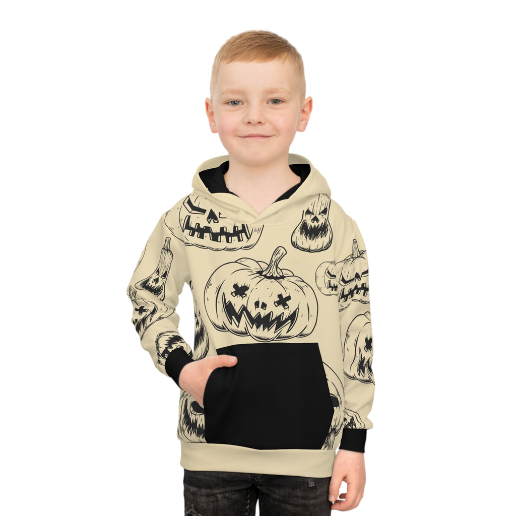 Kids Halloween Pumpkin Hoodie — 'Spooky' All-Over Print