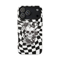 Phone Case — Black & White Checkered Skull Magnetic Tough Case