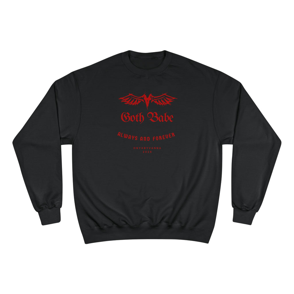 "Goth Babe" Champion Sweatshirt – Red Winged Graphic Crewneck