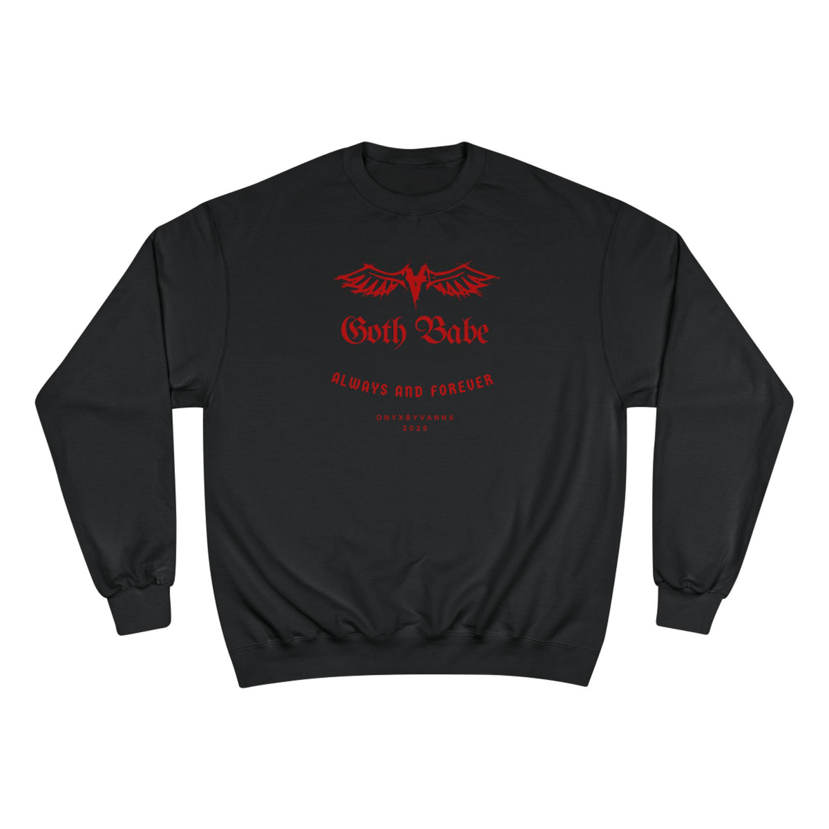"Goth Babe" Champion Sweatshirt – Red Winged Graphic Crewneck