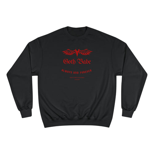 "Goth Babe" Champion Sweatshirt – Red Winged Graphic Crewneck