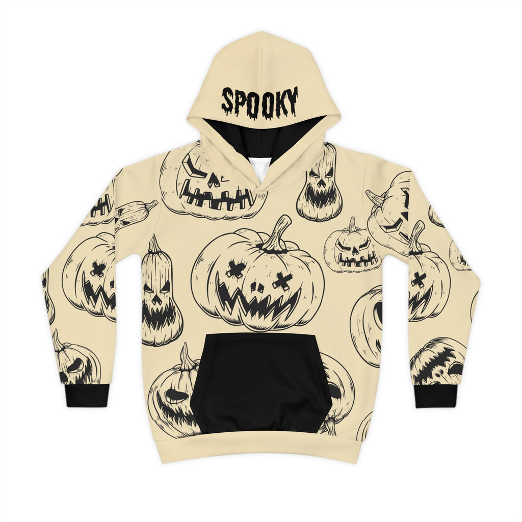 Kids Halloween Pumpkin Hoodie — 'Spooky' All-Over Print