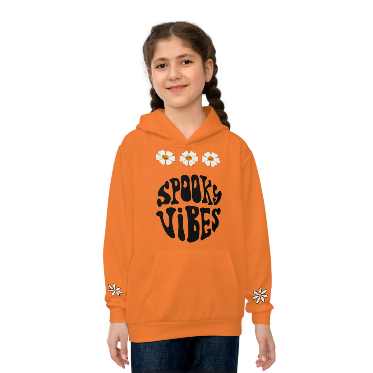 Kids Halloween Hoodie - 'Spooky Vibes' Pumpkin Design