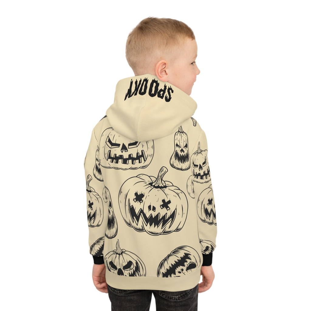 Kids Halloween Pumpkin Hoodie — 'Spooky' All-Over Print