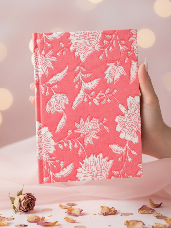Cotton Bound Notebook 20x15cm - 96 pages - Pink Floral