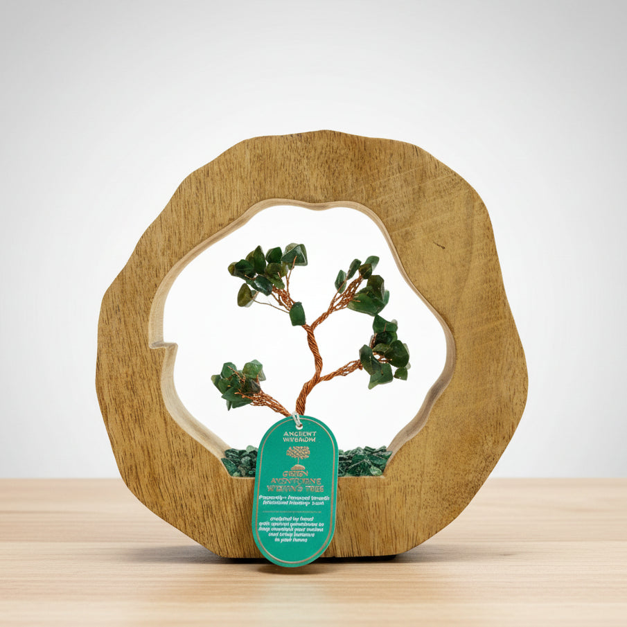 Gemstone Tree Garden - Mango Wood Ring - Green Aventurine - 60 chipstones