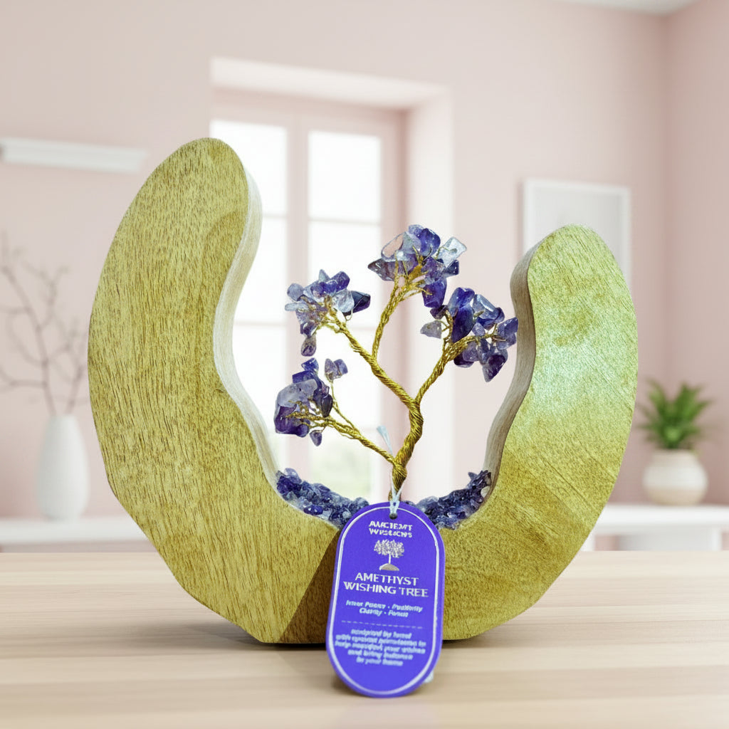 Gemstone Tree Garden - Mango Wood Open Ring - Amethyst - 60 chipstones
