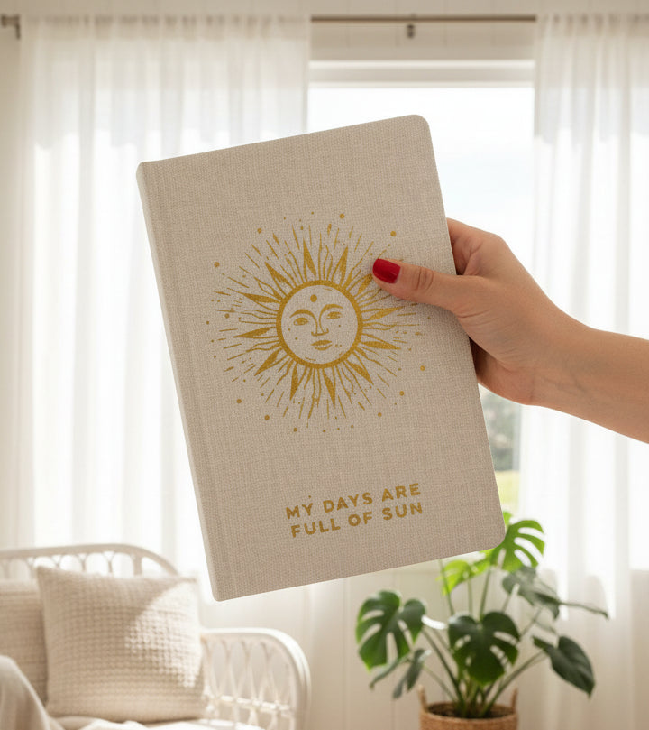 Ivory Gratitude Journal with Gold Lining - 120 pages - My Days are Full of Sun