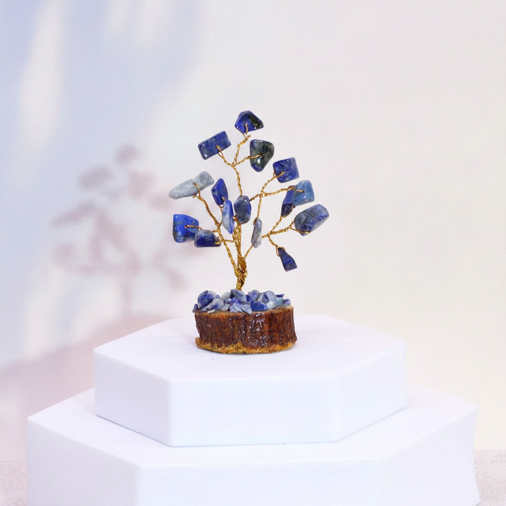 Mini Gemstone Tree On Wood Base - Sodalite (15 stones)
