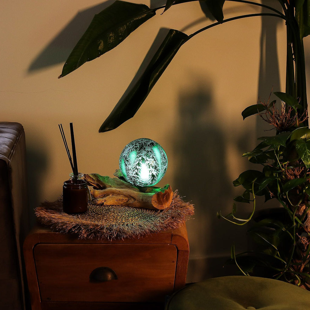 DriftGlow Lamp Emerald Crackle Shade