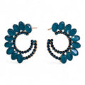 Teal Green - Vintage Glass - Loop - Earrings