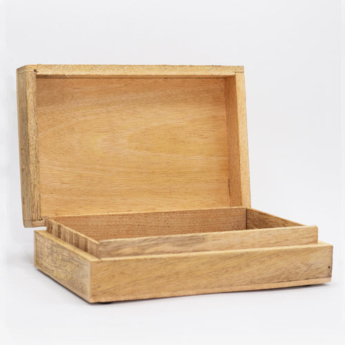 Big Rectangle Box 21.5x14x6.3cm - Buddha Face Whitewash