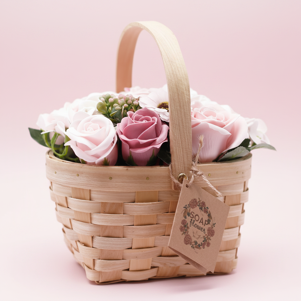 Large Pink Bouquet in Wicker Basket