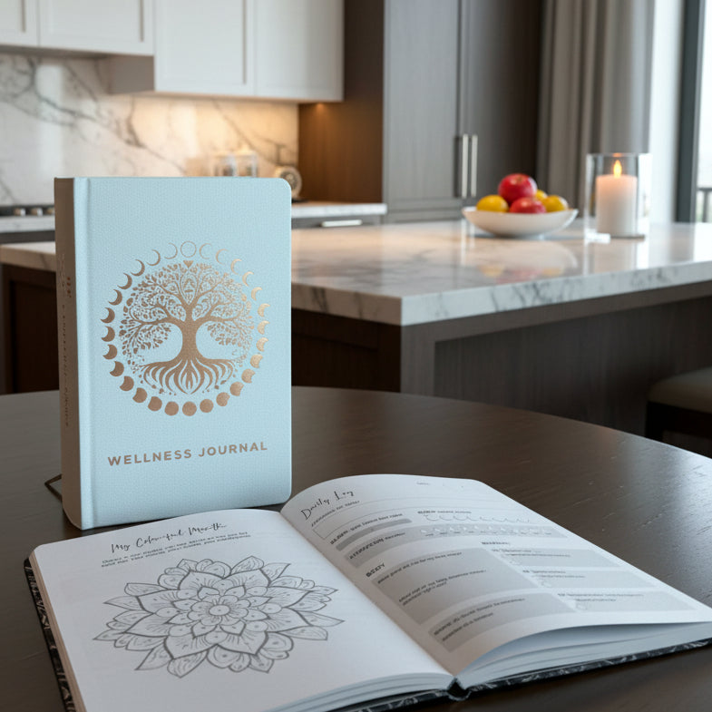 White Wellness Journal - 120 pages - Rose Gold Tree of Life