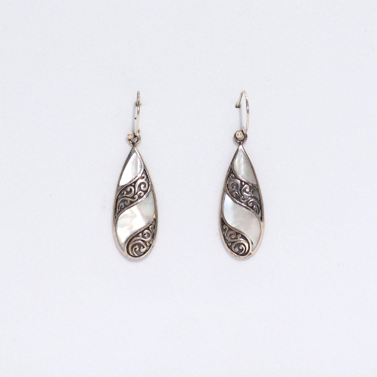 Shell & Silver Earrings - Teardrop- MOP