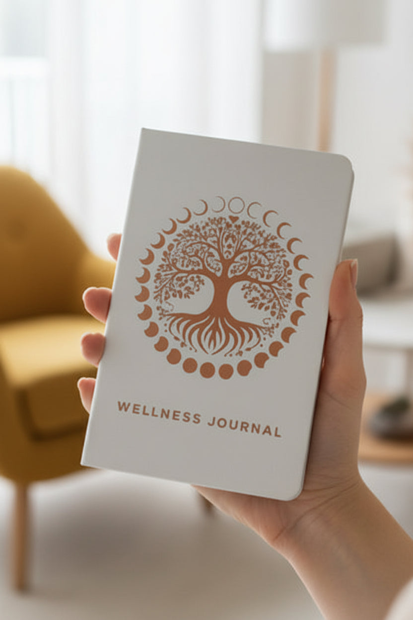 White Wellness Journal - 120 pages - Rose Gold Tree of Life