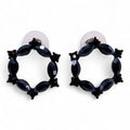 Jet Black - Vintage Glass - Loop - Earrings