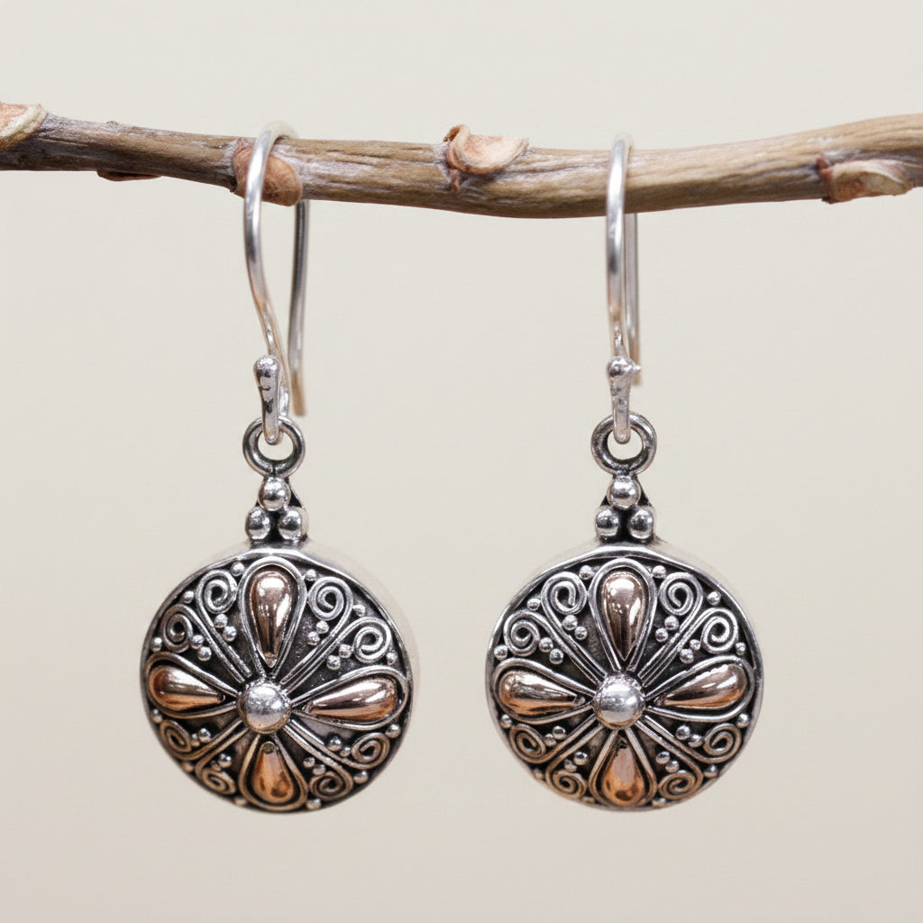 Silver & Gold Earring - Classic Round