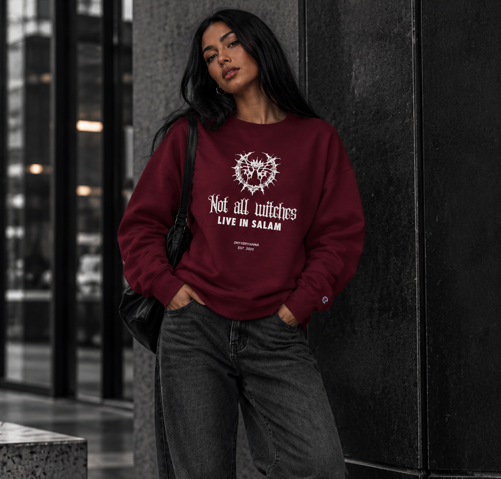 "Not All Witches Live in Salem" - Gothic Crewneck Champions X Onyxbyvanna
