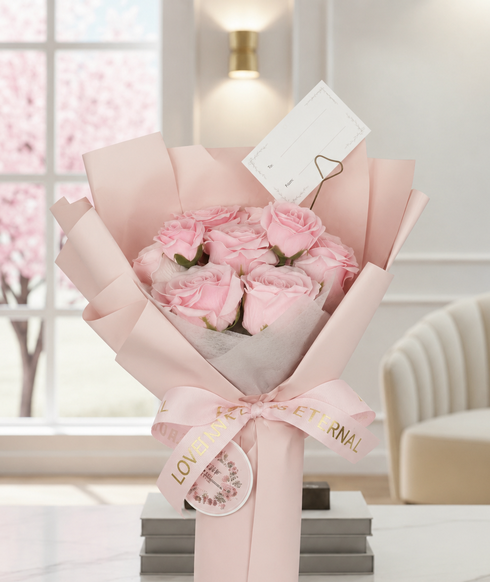 Large Pink Roses Bouquet - Love is Eternal -  Soap Bouqet