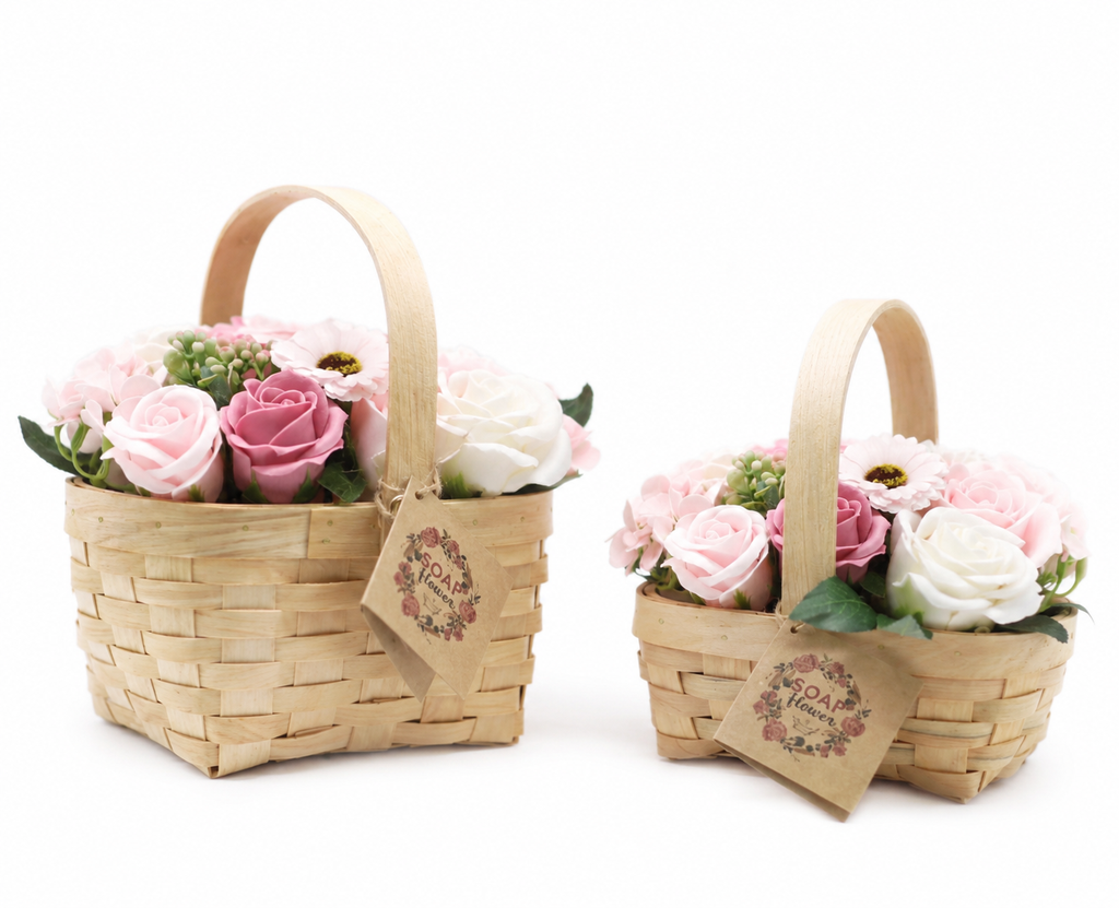 Large Pink Bouquet in Wicker Basket