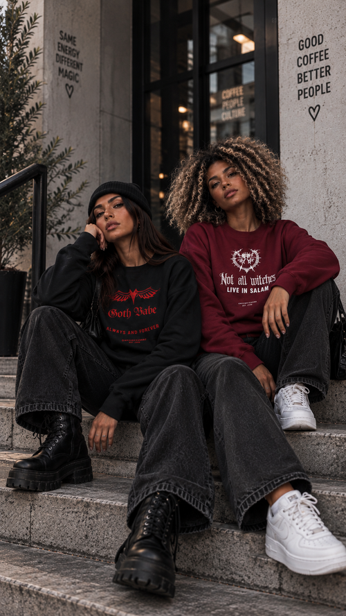 "Not All Witches Live in Salem" - Gothic Crewneck Champions X Onyxbyvanna